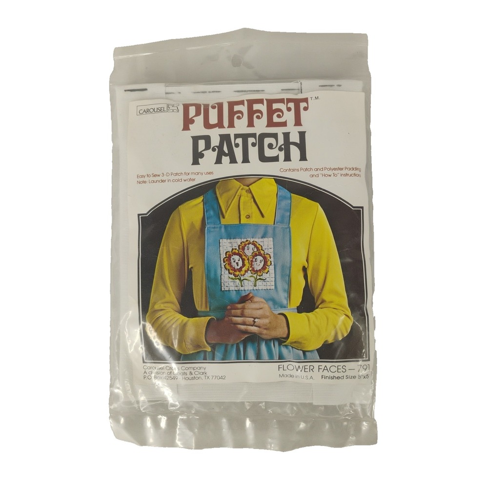 Vintage New Carousel Puffet Patch 3D Flower Faces 791 Sunflowers 5"x5" Easy Sew